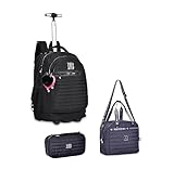 Kit Mochila Rodas, Estojo e Lancheira Rebecca Bonbon Crinkle Preta- Clio Style