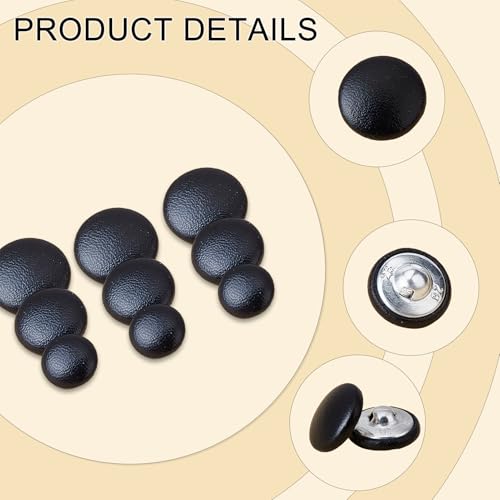 NICENEEDED 40PCS Faux Leather Tuxedo Buttons, Covered Buttons Vintage Coat Button Suit Buttons with Shank - Image 3