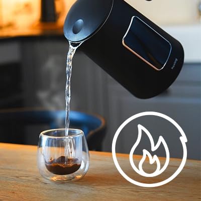 Huslog Hervidor de Agua Eléctrico 1,7 L, Control de Temperatura 40–100 °C, Pantalla Táctil LED, 4 Modos, Función Mantener Caliente, Acero Inoxidable y Cristal, Filtro Antical, Base 360°, 2200W, Negro - imagen 6