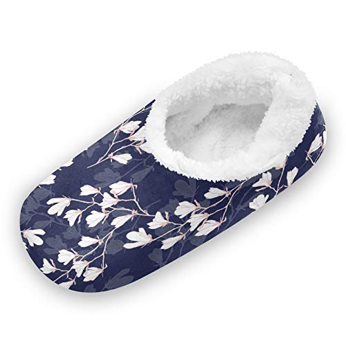 TropicalLife LUCKYEAH Pantuflas de casa con patrón floral para mujeres y hombres, zapatillas de pies peludos, cómodas y cálidas de espuma viscoelástica, zapatillas de felpa para interiores y