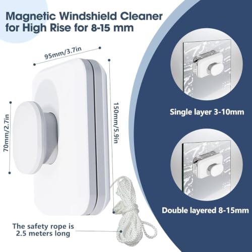 Image of Magnetic Window Glass Cleaner Double Sided Window Cleaning Brush Magnetic Glass Wiper for Home Office Apartment High Rise Window Cleaning Tool