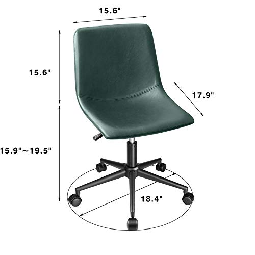 Homall Mid Back Office Chair Pu Leather Computer Desk Chair Adjustable Swivel Task Chair Armless (Green) #TOP6
