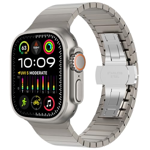 Fullife Metal Strap Compatible with Apple Watch Straps 38mm 40mm 41mm 42mm(Series 11/10),Stainless Steel Replacement Band for iWatch Series 11/10/9/8/7/6/5/4/3/2/1/SE,Titanium - Image 2