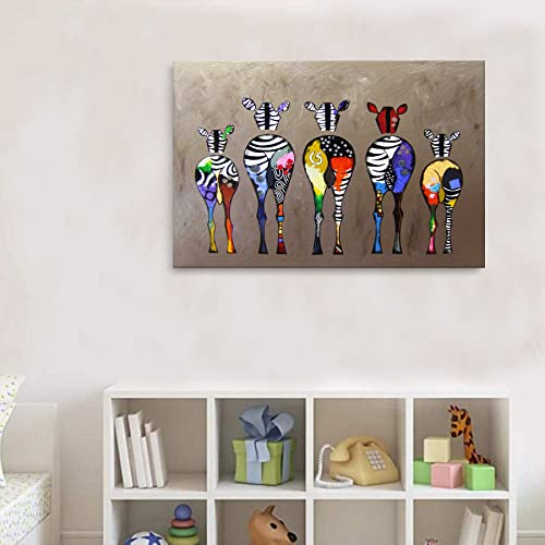 Funny Zebra Bathroom Wall Art Colorful Cute Animals Bedroom Posters Canvas Painting Wall Decor Picture Prints Artwork For Kids Room Nursery Living Room Home Decoration Framed #TOP7