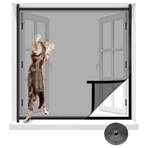 Fenster Fliegengitter Katzensicher Insektenschutz Fenster, Katzennetz Fenster Ohne Bohren, Katzenschutz Balkon für Dachfenster Balkontür (100X130CM)