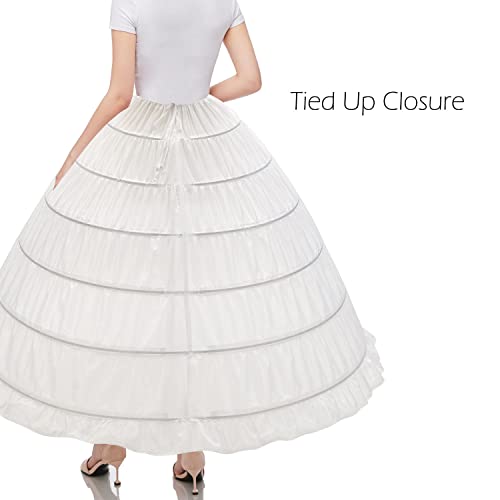 Women 6 Hoop Crinoline Petticoat Underskirt for Quinceanera Dress Wedding Gown PPT360 White4