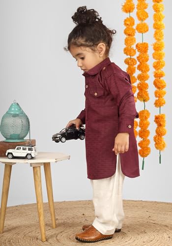 Image of POLKA TOTS Boys Cotton Pathani Set | Premium Pathani Kurta & Pyjama Set for Boys | Kurta Pajama for Kids Boy | Pathani Suit for Kids, Baby Boys & Toddlers | Ethnic Wear for Boy