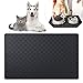 JINYOMFLY Tapis Gamelle Chat et Chien,Tapis Antiderapant Dessous Gamelles pour Animaux,Silicone Imperméable Durable,47x30 cm (Noir Motif de Patte)