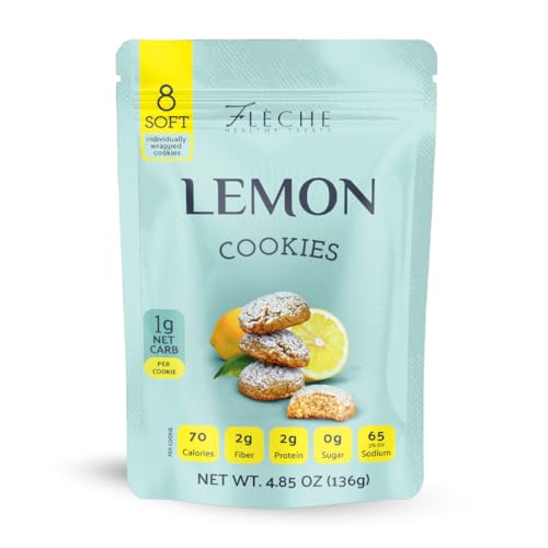 Lemon Cookies, Sugar Free, Low Fat, Gluten Free, Dairy Free, Flèche Healthy Treats, 4.85OZ (Pack of 3)