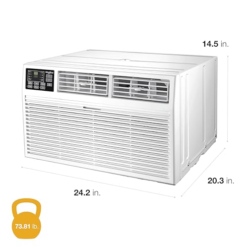 Image of Whirlpool 10,000 BTU Through the Wall Air Conditioner, 230V, Cools up to 450 Sq. Ft. for Living Room, Bedroom, Kitchen, Apartment, with Dehumidifier, Remote Control, Digital Display, 24H Timer, White