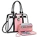 Handbags Sets For Women Shoulder Bags Top Handle Work Satchel Tote Purses Set With Matching Wallet 2pcs WhitePink