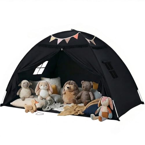 Tienda de campaña para cama para habitación infantil, tienda de campaña para niños, cama de suelo, tienda cueva para niños, Indoor Playhouse-Portable & Foldable, cama doble, litera, cortinas, tamaño