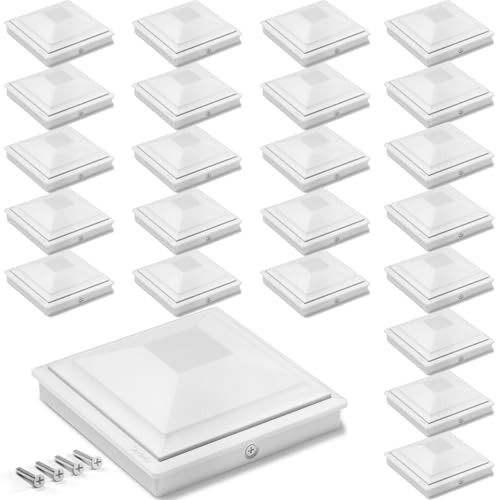 SIEDiNLAR 4x4 Post Caps White 24 Pack, Deck Post Covers Outdoor Waterproof, Fits 4x4 3.5x3.5 Vinyl/Wood Posts for Fence Deck Mailbox Patio Decor