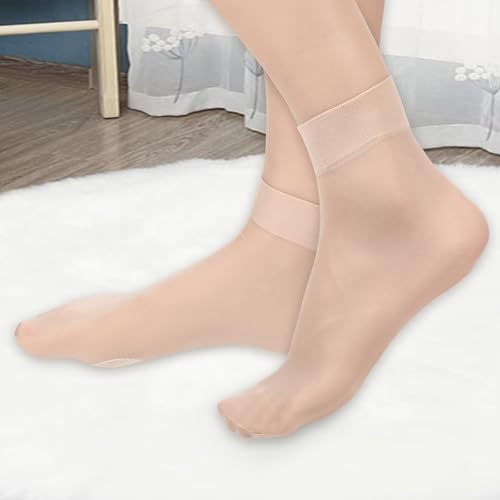 Image of 12 Pairs Nylon Socks with Reinforced Toe High Sheer Ankle Socks Ankle Stockings Transparent Sock Thin Sock for Women