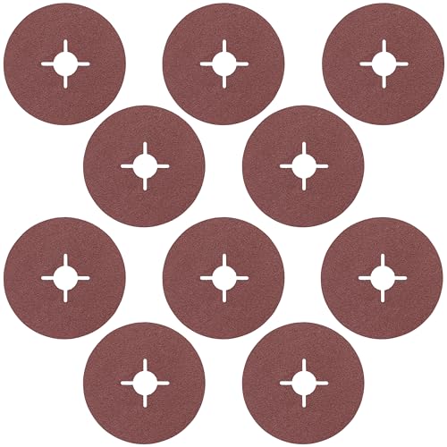 Bosch Professional DIY 10x Fiberschleifscheibe (für Winkelschleifer verschiedene Materialien, Ø 115 mm, Körnung 80), R444, Bordeaux