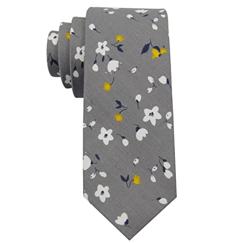 Image of Mantieqingway Floral Ties for Men Skinny Cotton Tie Flower Necktie