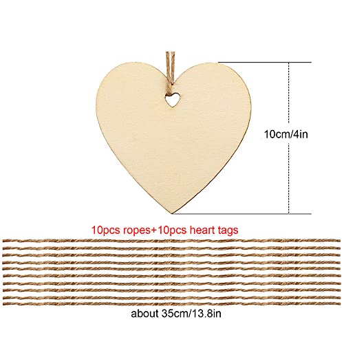 10Pcs Valentine's Day Heart Hanging Decorations Wooden Crafts Hanging Ornaments With 10Pcs Rope Heart Decor For To Paint Valentine's Day Ornaments Unfinished Wood Cutouts Decoration Diy Crafts #TOP4
