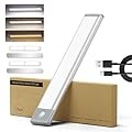 LEPOTEC Under Cabinet Lighting, Motion Sensor Under Counter Lights 3 Colors & Adjust Brightness for Kitchen, Wireless USB Rechargeable Magnetic Under Counter for Closet,Cupboard,Desk,Stair,Wardrobe