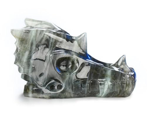 Cráneo Dragón de Cristal Labradora de 2 pulgadas tallado a mano miniatura 4