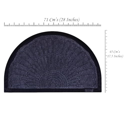 Image of EURO DECO Heavy Duty Anti-Slip Door Mat with Rubber Backing | Half Round Entrance Mat for Home & Office | 45x75 cm Long-Lasting Floor Mat (D Grey, 2'6 inch x 1'6 inch (Semicircular))