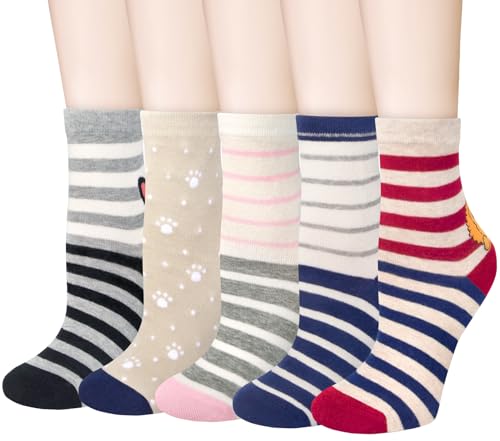 Image of Chalier Womens Funny Socks Cozy Cute Printed Patterned Fun Socks Novelty Cat Dog Socks for Women