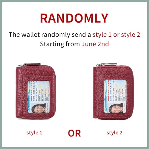 Credit Card Holder Wallet RFID Blocking Leather Small Wallet for Women Double Zipper Wallet with ID Window2
