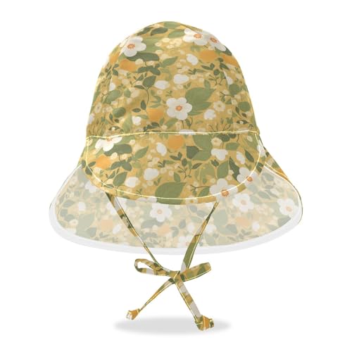 Pastoral Illustration Floral Yellow Toddler Baby Beach Hat Baby Boys' Summer Hat Baby Girls' UPF 50+ Protection Large Brim Beach Essentials