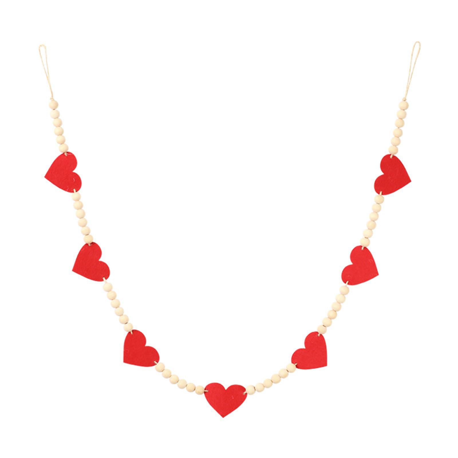 Valentine ' s Day Beaded Rope Love Heart Pendant Long Bead String HempRope Home Unique Decorations for Special Occasion Anniversary Present