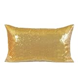 Poise3EHome 12x20inches Sequin Pillow Covers Satin Decorative Pillow Cases for Throw Pillows, Couch, Bed, Christmas (Gold, 1PCS)