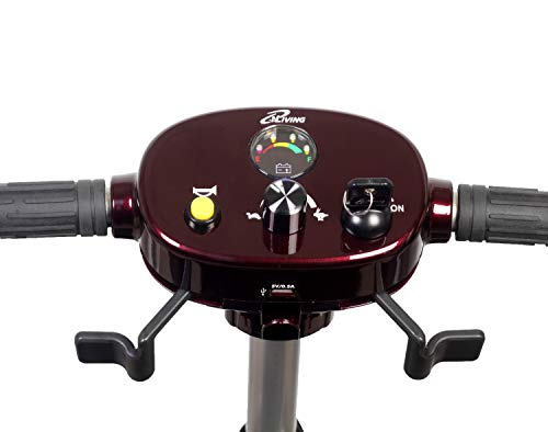 iLiving i3 Foldable Electric Scooter Mobility for Seniors and Adults, Alternative to Wheelchair, Portable and Travel Friendly – Upgraded Seat, 17 Inch, 53 Pounds (Burgundy)