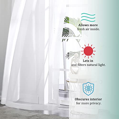 Image of OVZME White Sheer Curtains 90 Inches Long 2 Panels - Soft Light Filtering Window Sheer Panels for Living Room /Bedroom, Top Dual Rod Pocket, 1 Pair, Each 42Wx90L Inches