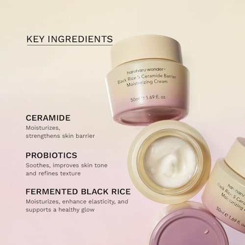 Image of HARUHARU wonder Black Rice 5 Ceramide Barrier Moisturizing Cream 0.50 fl oz, Barrier Repair, Ceramides, Dry Skin Care, Long-Lasting Hydration, Soothing Nourishing, Lightweight, Vegan