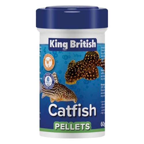 King British – Catfish Pellets 60g – Multi-Vitamin Complete Sinking Food for Catfish & Other Bottom-Feeding Tropical Fish – Clear Water Formula –Natural ingredients – Support A Healthy Immune System