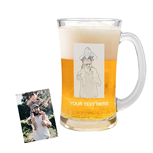 Jacklin F Chope à bière personnalisée Chope à bière personnalisée avec photo et texte - Chope à bière de la fête des pères avec texte gravé pour lui, hommes papa ou mari Cover