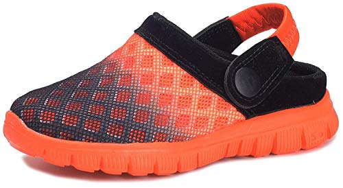 Kvbabby Kids Clogs Slippers Sandals Girls' Boys' Garden Mesh Slipper Summer Beach Pool Slippers Clogs & Mules Non-Slip,Black-Orange,3.5 Us Big Kid = Lable 35 #TOP15