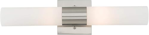 Miniatura 5 de Livex Lighting 10102-91 Aero - Luz de baño de 2 luces, níquel cepillado, 4.5 pulgadas de alto x 18 pulgadas de ancho