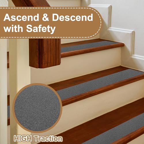 Cinta antideslizante para escalones de madera PATIKIL gris 10x61cm tiras autoadhesivas pack 15 3