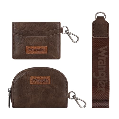 Image of Wrangler KeyChain Wallet Wristlet Wallets for Women Dual Pouch Wristlet with Zipper Womens Credit Card Holder Wallet