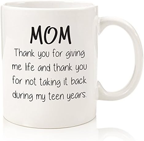 Amazon.com: Christmas Gifts For Mom, Women - Funny Coffee Mug: Thank You  For Giving Me Life - Best Mom Gifts From Daughter, Son, Kids - Unique Xmas  Gag Gifts For Her -