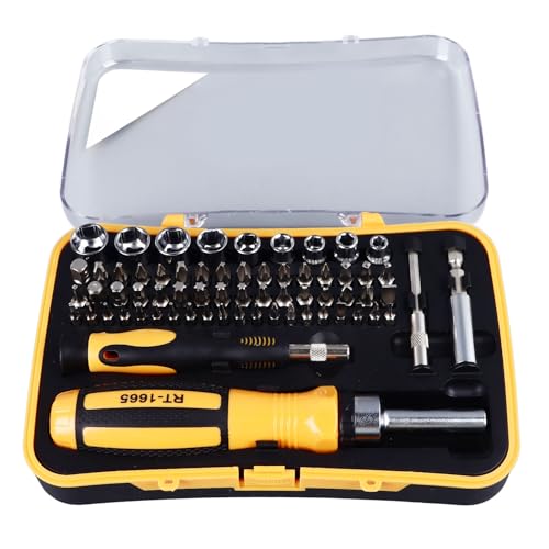 Baxnore 65 Piece Multi Bit Ratcheting Driver Set, Carbon Steel Repair Tool Kit with Storage Box Ergonomic Handle for Electronics, Furniture, Automotive
