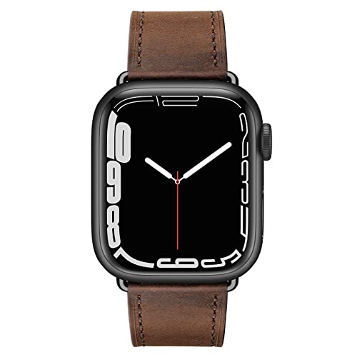 EDIMENS Bracelet en cuir compatible pour Apple Watch 45 mm, 44 mm, 42 mm,Pour homme et femme,En cuir souple de qualité supérieure,Pour Apple iWatch SE série 7 6 5 4 3 2 1, 45MM, Cuir, No Gemstone Cover