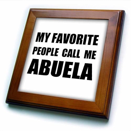3dRose My Favorite People Call Me Abuela Fun Spanish Text Design for Grandma Framed Tile, 6