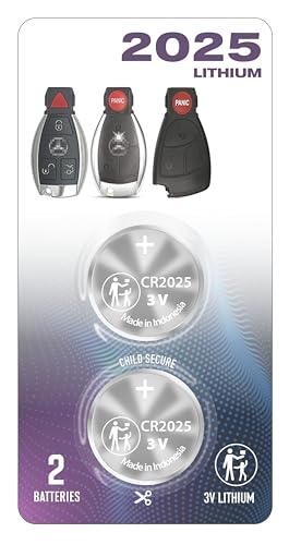 (2 Pack) CR2025 2025 Remote Key FOB Battery OEM Replacement for Mercedes Benz Accessories MB 1995-2015 IYZ-3312 IYZ3312 IYZDC and P/N’s: 5WK47283 20490562029999 20490511049999 (Fits 2, 3 or 4 Button)