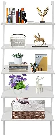 Office Plants Ladder Shelves Leaning Bookshelf Plant Ladder Shelves Wooden Shelf Leaning Shelf Bathroom Ladder Shelf Shelf for Bedroom Bookshelf for Office Ladder Plant Stand Decorative Ladder White