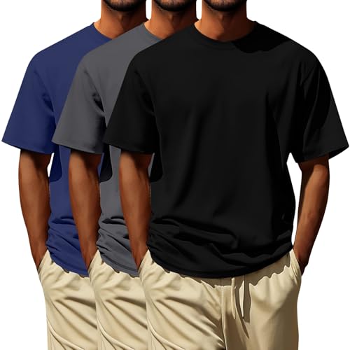 T-shirt col rond homme lot de 3 manches courtes basiques hauts athlétiques