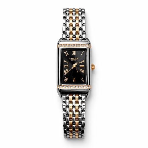 Carlton London Women Amara Analog Watch | Square Dial | Metal Strap | Quartz | 30M Water Resistant (Black)