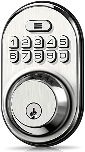 Veise Keyless Entry Door Lock, Electronic Keypad Deadbolt, Keyed Entry, Auto Lock, Anti-Peeking Password, Back Lit & Easy Installation Design, Satin Nickel