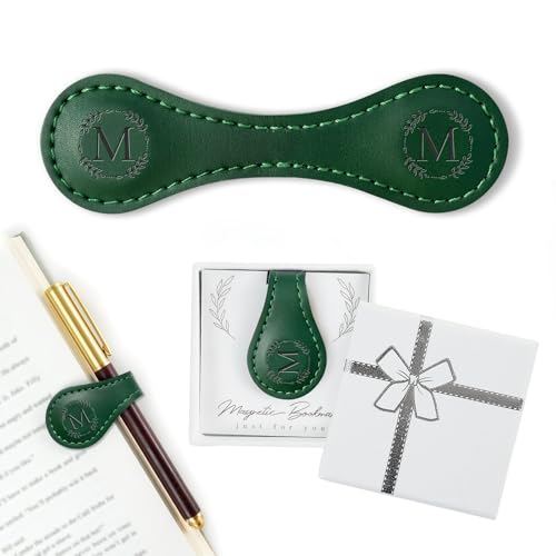 Marque-page magnétique cuir personnalisé avec initiale le cadeau lecteur idéal