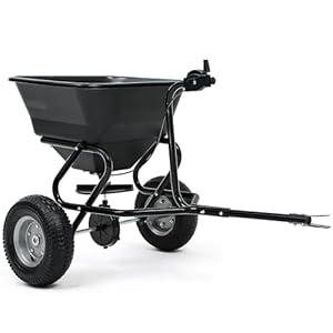 YITAMOTOR Tow Behind Lawn & Garden Broadcast Spreader for Seed Holds up to 130 lbs with 13″ Pneumatic Tires and Adjustable Flow Control Lever,for Fertilizer, Grass Seed, Salt, Ice Melt, Lawn