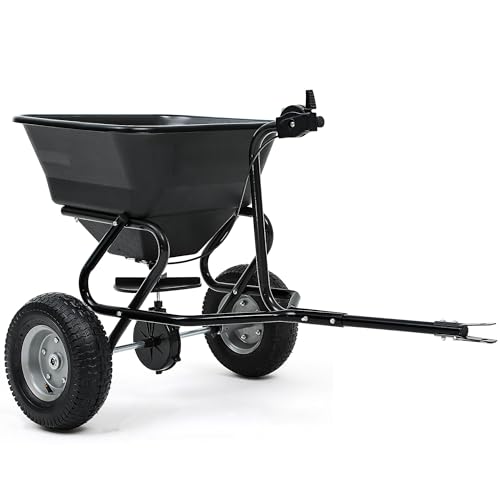 YITAMOTOR Tow Behind Lawn & Garden Broadcast Spreader for Seed Holds up to 130 lbs with 13" Pneumatic Tires and Adjustable Flow Control Lever,for Fertilizer, Grass Seed, Salt, Ice Melt, Lawn